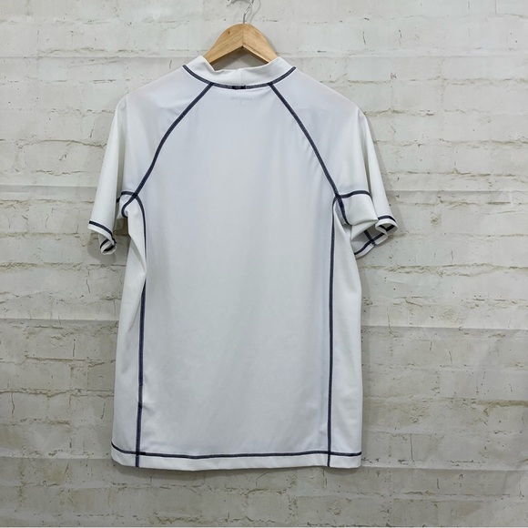 Lands End White Rash Guard Short Sleeve Swim Shirt - Picture 4 of 8